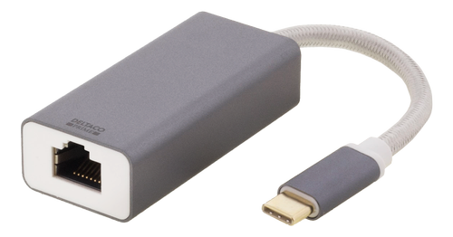 DELTACO PRIME USB-C Network Adapter, Gigabit, alu, space grey (USBC-GIGA5)