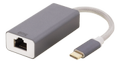 DELTACO USB-C Network Adapter, Gigabit, RJ45, 1xUSB-C male, alu, space