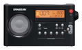 SANGEAN kompakt FM/AM-radio, 10 snabbval, batteri/nätdrift, svart