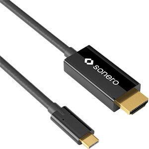 SONERO USB-C kabel, 1,5m, USB-C: Han - HDMI: Han, 4K60Hz, Sort, HDMI 2.0 (X-UCC010-015)
