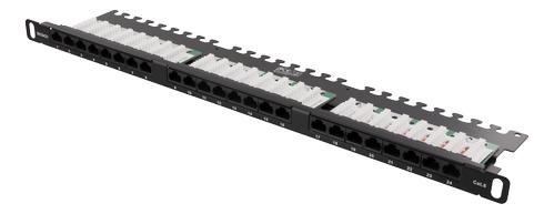 METO UTP Patchpanel 24xRJ45, Cat6, 0,5U, 19", metall, kabelstÃ¶d,  svart (FA-2386D-248-C6)