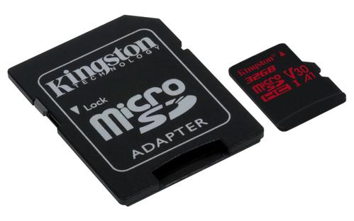 KINGSTON 32GB microSDHC Canvas React 100R/70W U3 USH-I V30 A1 Card with SD adapter (SDCR/32GB)
