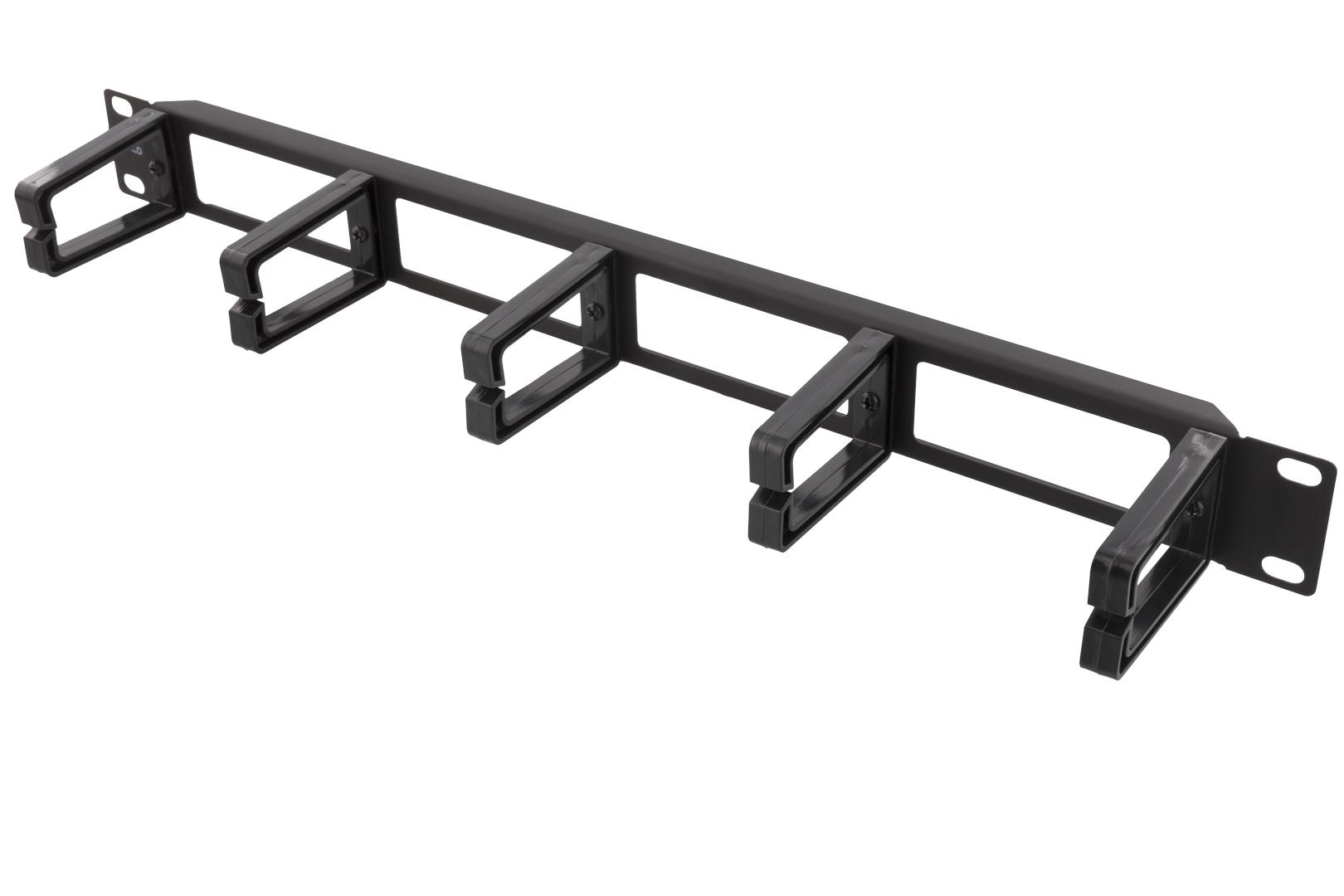 Deltaco - 19" Cable panel, 1U, 5 brackets, cable management, black
