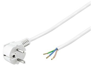 GOOBAY Power Cable Open End. CEE7/7. White. 5.0m Factory Sealed (93313)