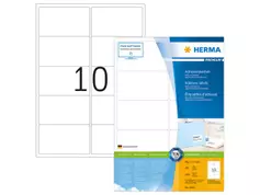 Herma Premium - Papir - matt - permanent selv-adhesiv - hvit - 99.1 x 57 mm 1000 etikett(er) (100 ark x 10) laminerte adresseetiketter