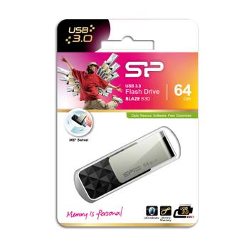 SILICON POWER USB-Stick 64GB USB3.0 B30 Blac F-FEEDS (SP064GBUF3B30V1K)