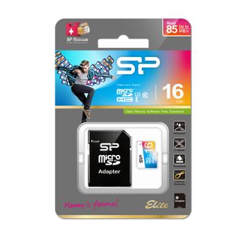 SILICON POWER memory card Micro SDHC 16GB Class 1 Elite UHS-1 +Adapter (SP016GBSTHBU1V20SP)