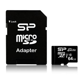 SILICON POWER memory card Micro SDXC 64GB Class 10 Elite UHS-1 +Adapter (SP064GBSTXBU1V10-SP)