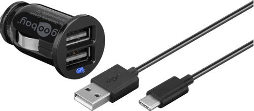 GOOBAY KFZ SET USB Type-Câ?¢ 2in1 2,1A 2xUSB 1, 0m(schw.)PL (58820)