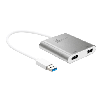 J5 CREATE USB 3.0 to Dual HDMI, Multi-Montior Adapter, 4K, USB 3.0, silver (JUA365)