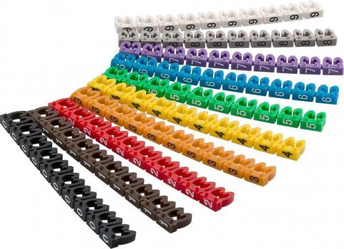 GOOBAY Cable marker clips â??Digits 0â??9â?? for cable diameters up to 4 mm - 10 x 10 coloured coding rings for labelling network cables, for instance (72514)