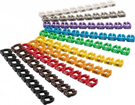 GOOBAY Cable marker clips â??Digits 0â??9â?? for cable diameters up to 6 mm - 10 x 10 coloured coding rings for labelling network cables, for instance (72515)