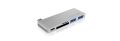 ICY BOX Docking Station for notebook USB Type-C, SD and microSD reader, Silver
