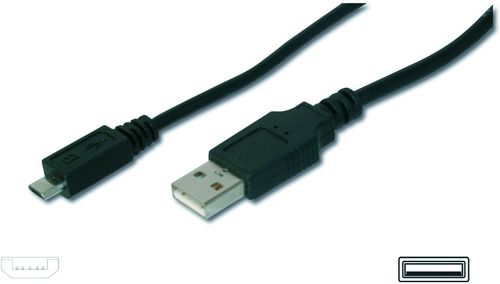 DIGITUS USB Micro kabel,  1,0m, Basic, sort USB A Han : USB Micro B han (AK-300127-010-S)