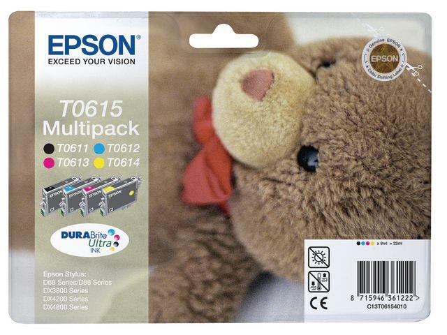Epson - T0615 multipack - 4-pack - svart, gul, cyan, magenta - original - blekkpatron
