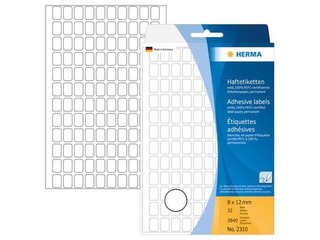 HERMA Etikett HERMA manuell 8x12mm hvit (3840) (2310)
