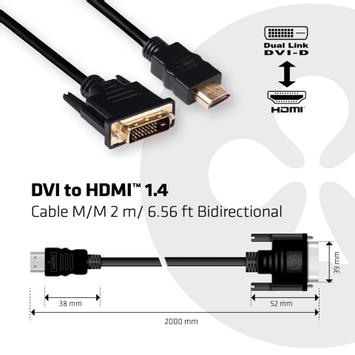 Club 3D CAC-1210 - adapterkabel - HDMI / DVI - 2 m (CAC-1210)