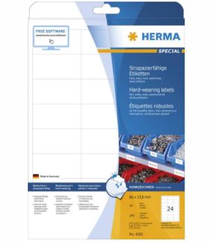HERMA Etik. strapazierf. A4 weiÃŸ 66,0x33,8 mm wfest 240 St. (4582)