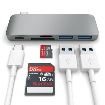 SATECHI Type-C USB 3-in-1 Hub Space Gray (ST-TCUPM)