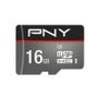 PNY Turbo, 16 GB, MicroSDHC,  Klasse 10, UHS-I, 90 MB/s, Sort, Grå
