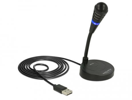 DELOCK USB Microphone with base and Touch-Mute Button (65868)