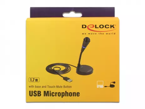 DELOCK USB Microphone with base and Touch-Mute Button (65868)