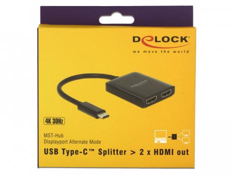 DELOCK USB Type-Câ?¢ Splitter (DP Alt Mode) > 2 x HDMI out 4K 30 Hz (87719)