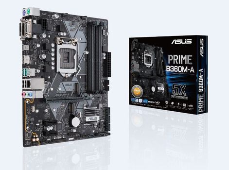 ASUS Prime B360M-A, Socket-1151 Moderkort,  mATX, B360, DDR4, 1xPCIe-x16 (PRIME B360M-A $DEL)