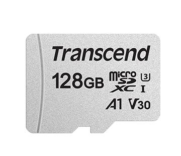 TRANSCEND 300S, 128 GB, MicroSDXC,  Klasse 10, UHS-I, 95 MB/s, Sølv (TS128GUSD300S)