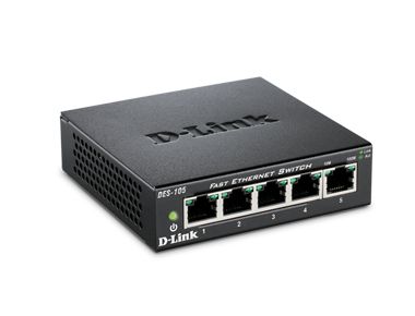 D-LINK Ethernet Switch, 5x10/ 100Mbps - Black (DES-105)
