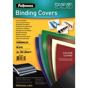 FELLOWES A4 GLOSS COVER BLACK 100PK (5378504)