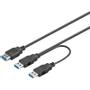 GOOBAY USB3.0 Dual-Power Cable. M/M/F. Black. 0.3m