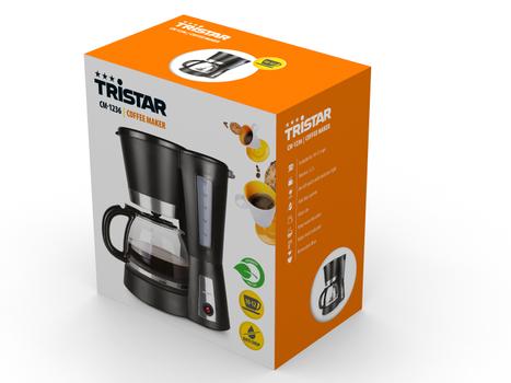 TRISTAR CM-1236, Fritstående,  Dråbe kaffemaskine,  1,2 L, Malet kaffe, 900 W, Sort, Rustfrit Stål (CM-1236)