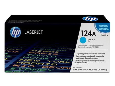HP 124A - Q6001A - 1 x Cyan - Toner cartridge - For Color LaserJet 1600, 2600n, 2605, 2605dn, 2605dtn, CM1015 MFP, CM1017 MFP (Q6001A)