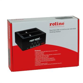 ROLINE 2.5 + 3.5 SATA HDD Docking Station, USB3.2 Gen1, HD Copy Function (16.01.4122)