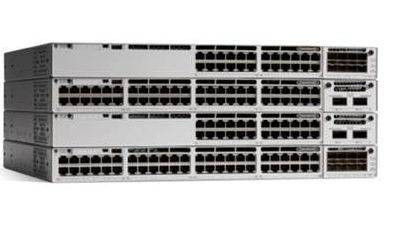 CISCO Ethernet switch 48 x 10/ 100/ 1000 Mbps porte + slot til netværksmodul,  PoE+ maks. 437W, PSU 715W, excl. Network Essentials licens (C9300-48P-E)