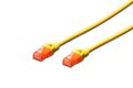 DIGITUS U-UTP PatchCord Cat6. LSOH CU Yellow 0.25m