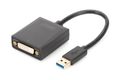 DIGITUS USB 3.0 adapter, USB-A: Han - DVI: Hun, Full HD, 1080p, 0,15m, Sort