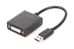 DIGITUS USB 3.0 adapter, USB-A: Han - DVI: Hun, Full HD, 1080p, 0,15m, Sort