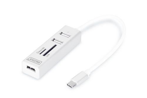 DIGITUS USB 2.0 Type C HUB w/ Cardreader 3x USB 2.0. 1x (DA-70243)