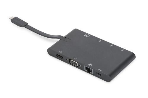 DIGITUS TRAVEL DOCK STATION USB TYPE-C HDMI VGA 2X USB-C RJ45 MICROSD NS (DA-70865)