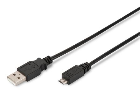 ASSMANN Electronic USB micro kabel 1,0m, Classic, sort, USB A han:USB Micro B han (AK-300110-010-S)