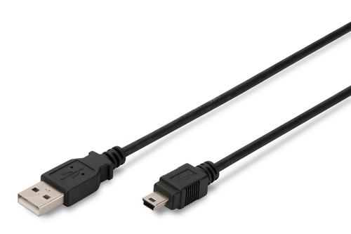 ASSMANN Electronic USB Mini Kabel 1,8 M USB A Han : USB Mini B Han 5 pin USB 2.0 sorte (AK-300108-018-S)