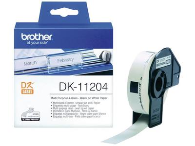 BROTHER Universaletiketter. 17mm x 54mm. 400 stk. Sort på hvit. (DK11204)