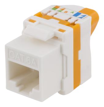 DELTACO Cat6A Keystone jack, toolless, plastic, white/ orange (MD-123)