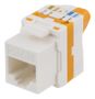 DELTACO Cat6A Keystone jack, toolless, plastic, white/orange