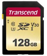 TRANSCEND 500S - Flash memory card - 128 GB - Video Class V30 / UHS-I U3 / Class10 - SDXC UHS-I