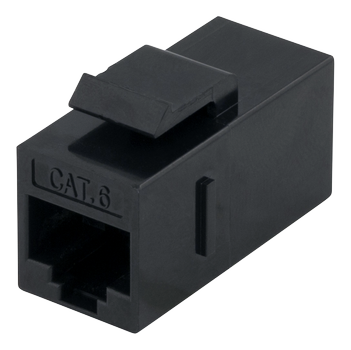 DELTACO Cat6 Keystone joint, unshielded,  2xRJ45, plastic, 180, black (MD-125)