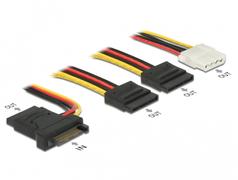 DELOCK Power Cable SATA 15 pin plug > 3 x SATA receptacle + 1 x Molex 4 pin f