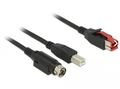 DELOCK PoweredUSB cable male 24 V > USB Type-B male + Hosiden Mini-DIN 3 pin